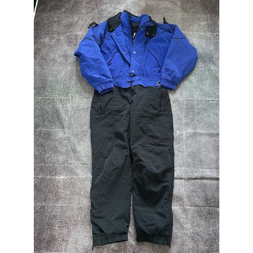 Men's Vintage 90's Rawik Skiwear Blue Black One Piece Skisuit Snowsuit Sz Large